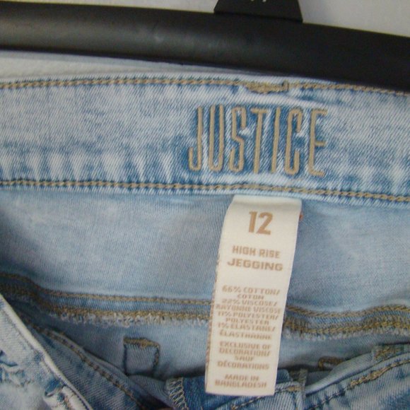 Justice High Rise Jeggings size 12 Jeans Button Fly Distressed - Picture 5 of 9